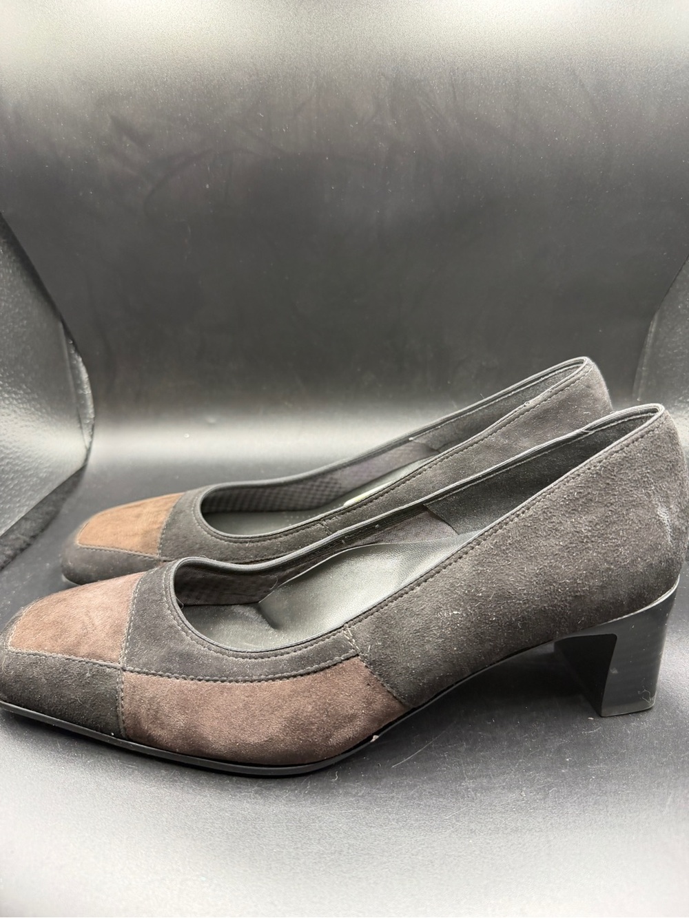 Women’s Two-Tone Brown Suede Low Heel Pump